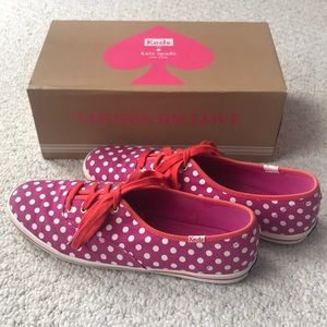 Kate Spade Keds pink and white polka dot